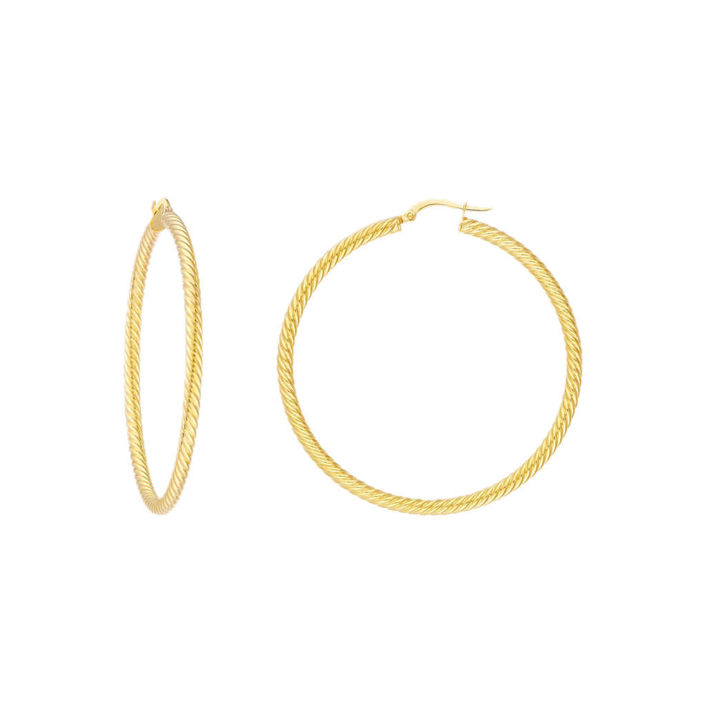 3x5m Rope Twist Hoop Earrings 14k Yg