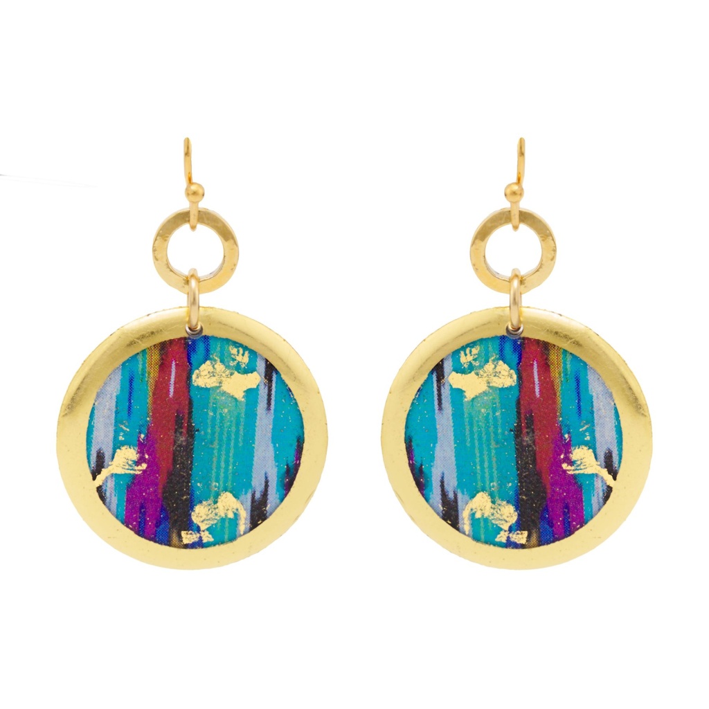 Boho Blue Dangle Disc Earrings
