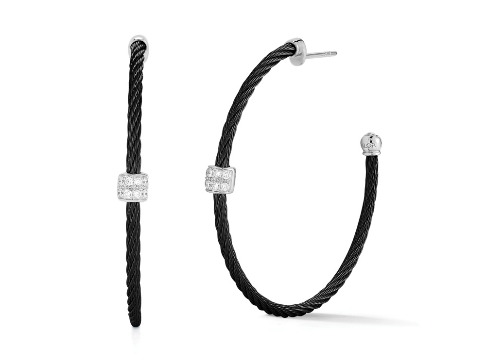 Earring 18k White Gold & Ss & Black Pvd