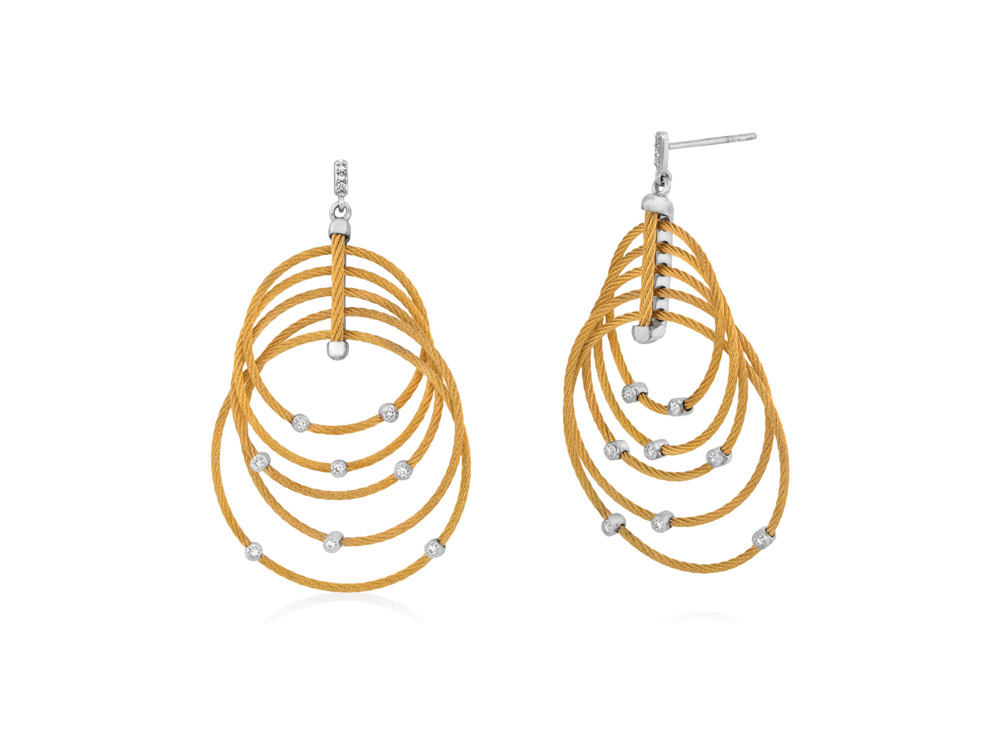Earring 18k White Gold & Ss & Yellow Cable