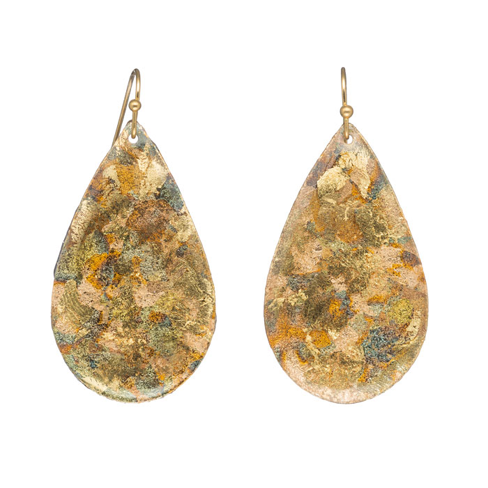 Gold Confetti Medium Teardrop Earrings