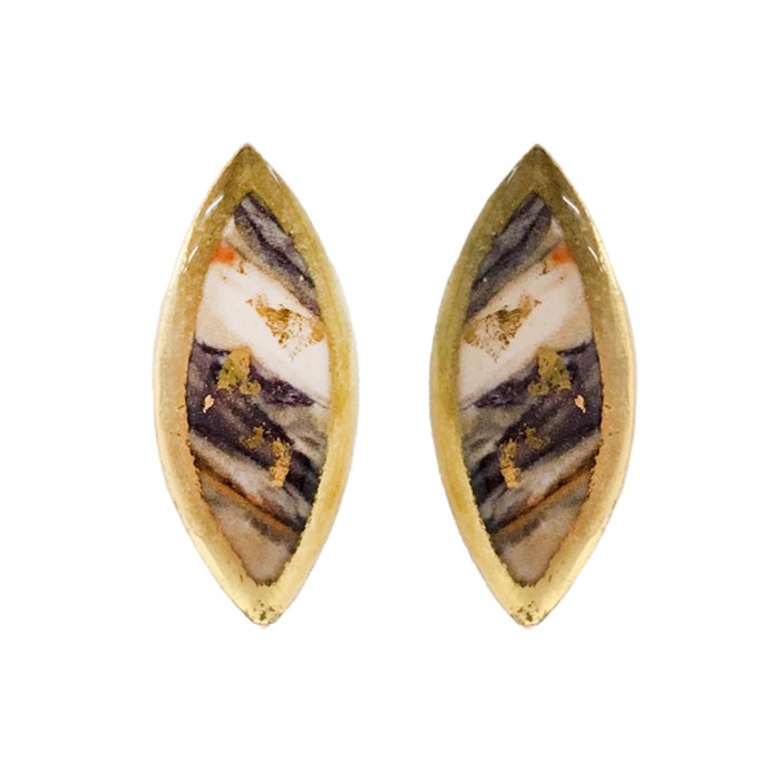 Marble, Blue & White Marquis Earrings
