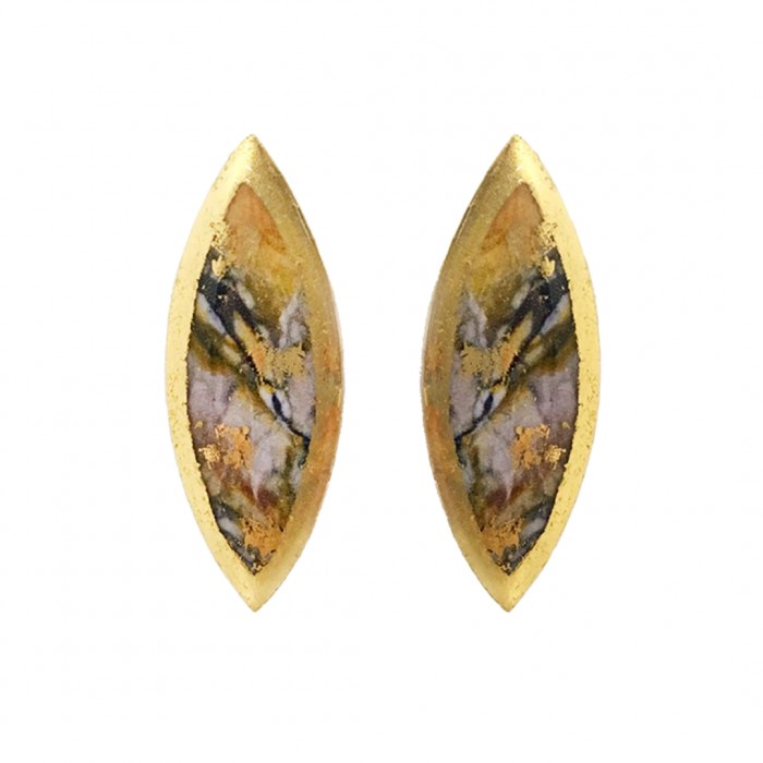 Marble, Violet & Orange Marquis Earrings