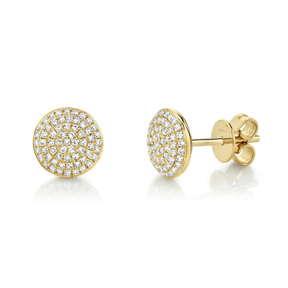 Shy Creation 14k Yellow Gold Diamond Pave Circle Earring