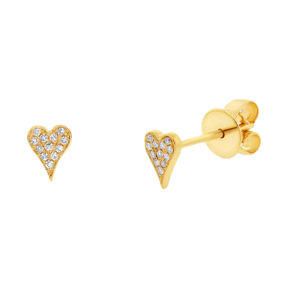 Shy Creation 14k Yellow Gold Diamond Pave Heart Earring