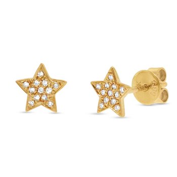 Shy Creation 14k Yellow Gold Diamond Star Earring