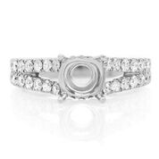 18k White Gold Mounting W/Brilliant Round Diamonds Under Head & Down Sides