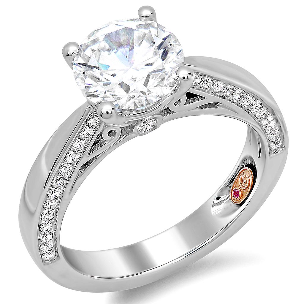 Demarco 18k White Gold Diamond Ring W/Brilliant Round Diamonds Down Shank