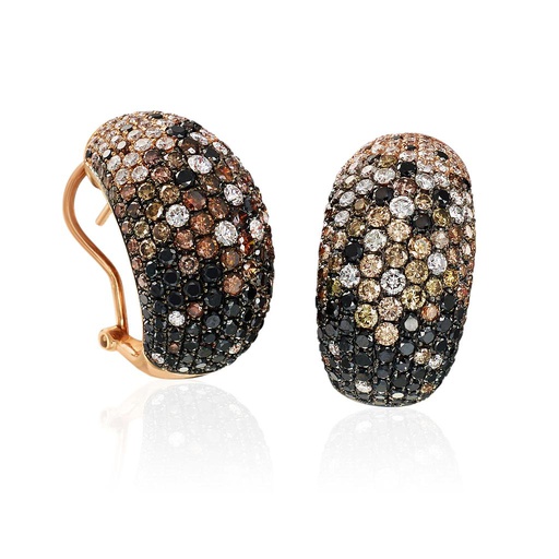 [AG.DIAM.0001618] 18k Rose Gold Black, Brown, &amp; White Diamond Earrings