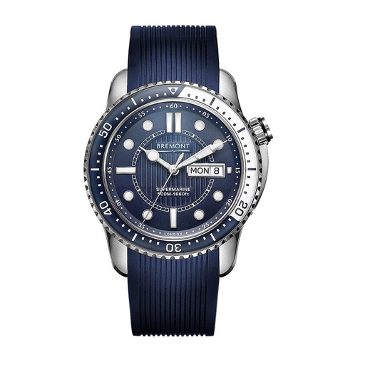 [BR.WATC.0002339] Bremont Stainless Steel W/White Elements On Blue Dial On Blue Rubber Strap