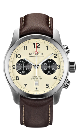 [BR.WATC.0002340] Bremont Stainless Steel, W/Cream Dial On Brown Leather Strap