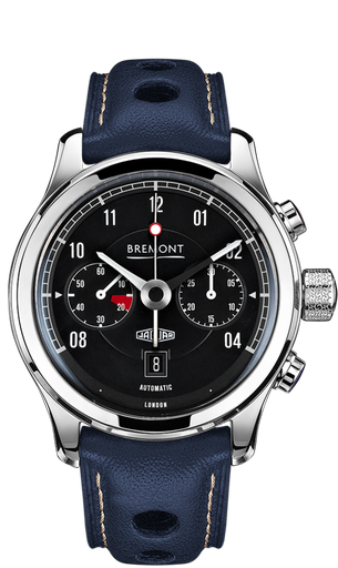 [BR.WATC.0002372] Bremont Stainless Steel Jaguar E Type Chrono Black Dial Black Gator Strap. 43m