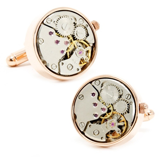 [CU.CUFF.0002913] Rose Gold Tone Watch Movement Cufflinks