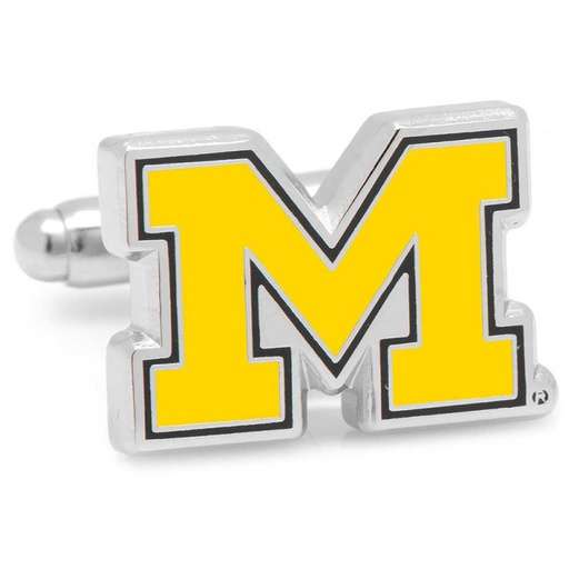 [CU.CUFF.0003066] Silver Plate University Of Michigan Wolverines Cufflinks. Officially Licensed Ncaa.