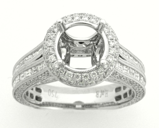 [DE.BRID.0003830] Demarco 18k White Gold Diamond Ring W/Bag &amp; Round Down Sides &amp; Round Around Head
