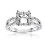 [FI.BRID.0004273] 18k White Gold Split Shank Mounting W/Brilliant Round Diamonds Around Head & Down Sides