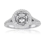 [FI.ENGA.4292] 14k White Gold Ladies Diamond Semi-Mount 232rd=0.83ct Size 6.5