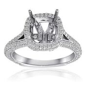 [FI.ENGA.4307] 14k White Gold Ladies Diamond Semi-Mount W/Halo Size 6.5 228rd=0.91ct