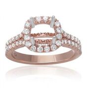 [FI.ENGA.4309] 14k Rose Gold Ladies Diamond Semi-Mount W/Halo Size 6.5 62r=0.77ct