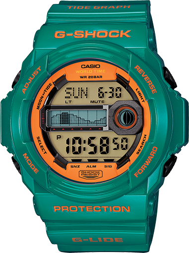 [PA.WATC.0005053] G-Shock Stainless Steel Grn & Orange Rubber