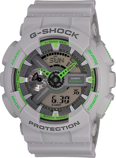 [PA.WATC.0005056] G-Shock Stainless Steel Light Grey &amp; Green Analog/Digital X-Large
