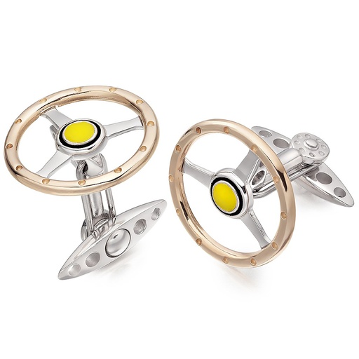 [GT.CUFF.0005255] Sterling Silver Rfm Volante Steering Wheel Cufflinks