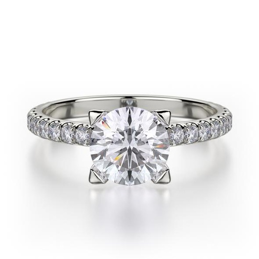 [MI.ENGA.5962] Michael M 18k White Gold Engagement Ring 4 Prong Diamond Head For 1ct Round W/.50cttw