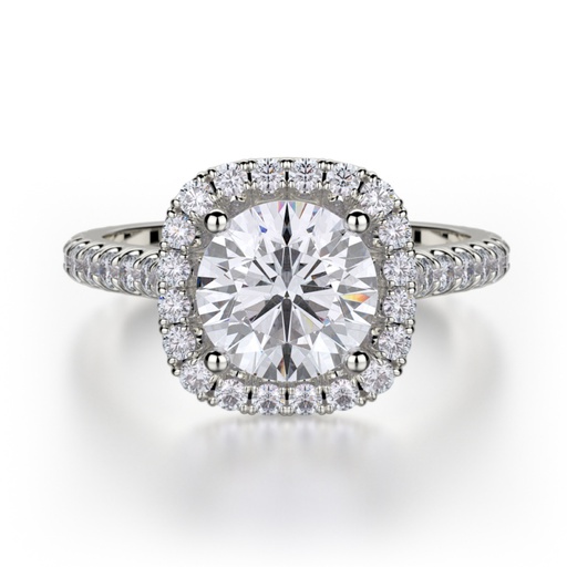 Michael M Engagement Ring 1 Row Cathedral W/Wide Cush Halo