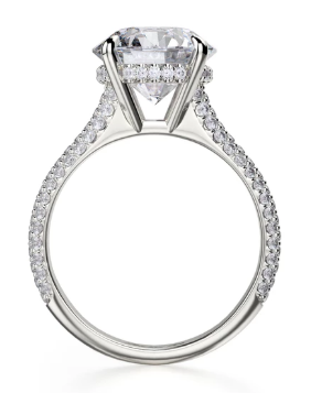 Michael M 18k White Gold Engagement Ring Full Pave W/Diamond Base On Basket For 3ct Round 0.60cttw