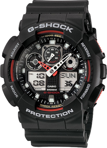 [CA.WATC.0005033] G-Shock Xl Black W/Red Accents Ana-Digi