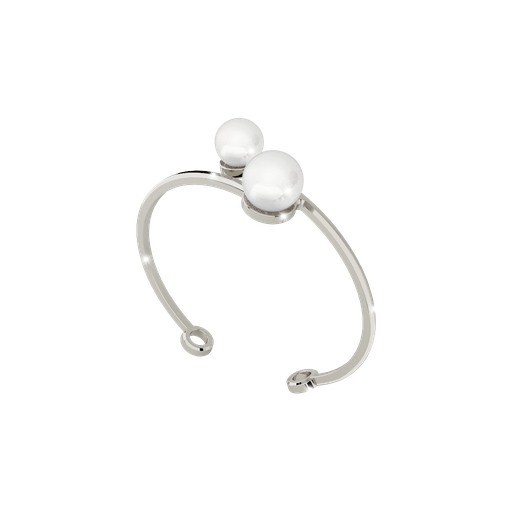 [TE.FASH.0007260] Rebecca Silver Colored Bronze Bangle W/2 Pearls