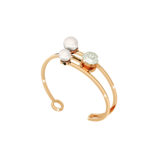 [TE.FASH.0007400] Rebecca Rose Bypass Bangle 2 Pearls 1 Pave