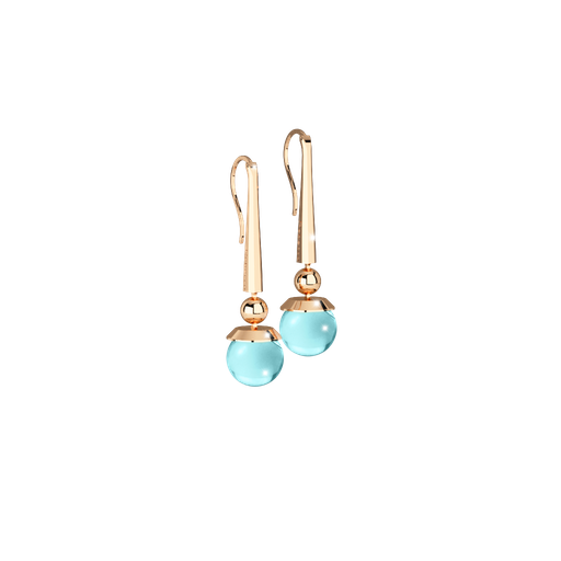 [TE.FASH.0007366] Rebecca Yellow Gold Blvd Hollywood Dangle Earrings W/Blue Stone
