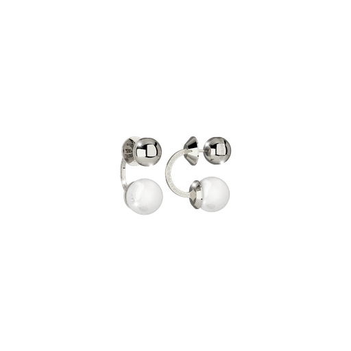 [TE.FASH.0007374] Rebecca White Colored Reversible Earring W/White Pearl