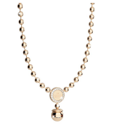 [TE.FASH.0007321] Rebecca Yellow Gold Plate Beaded Necklace W/Yg Plate Prl