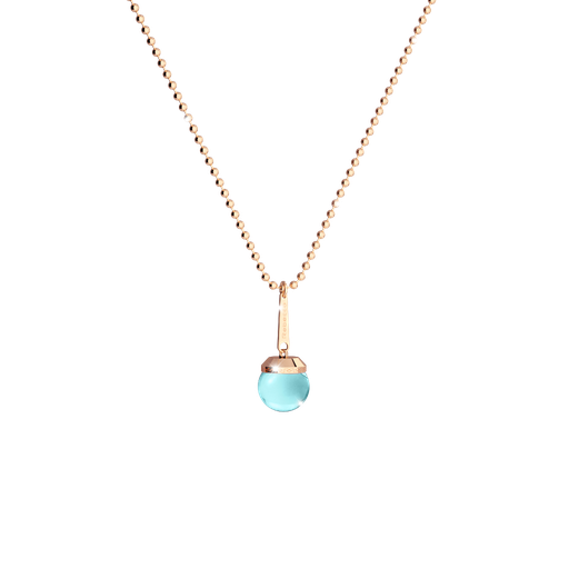 [TE.FASH.0007426] Rebecca Long Rose Bead Necklace W/Lrg Lt Blue Bead