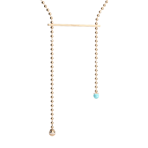 [TE.FASH.0007428] Rebecca Rose Neckalce Wtih Bar & A Bead At Each End