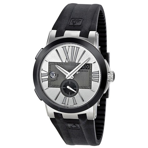[UL.WATC.0008158] Ulysse Nardin Stainless Steel &amp; Ceramic Executive Dual Time Grey &amp; Silver Dial On Black Rubber Strap