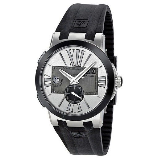 [UL.WATC.0008158] Ulysse Nardin Stainless Steel & Ceramic Executive Dual Time Grey & Silver Dial On Black Rubber Strap