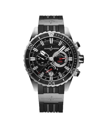 [UL.WATC.8297] Ulysse Nardin Diver Chronograph Manufacture 44m Stainless Steel Case On Rubber Strap W/Black Dial