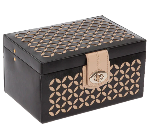 [WO.ACCS.0008465] Wolf Ladies Chloe Small Jewelry Box. Black/Tan