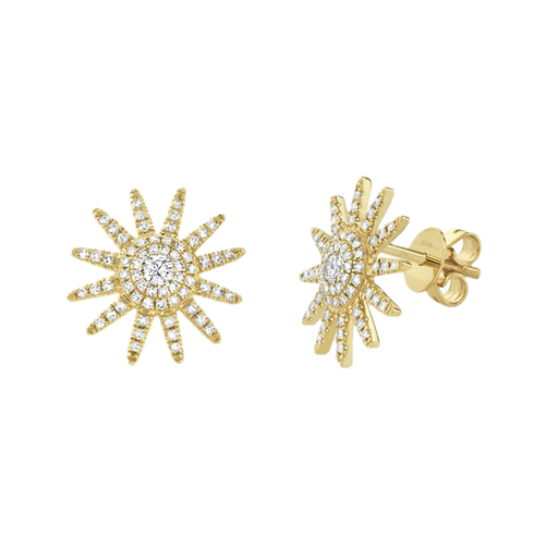 [SH.FASH.7874] 14k Yellow Gold Diamond Star Earrings