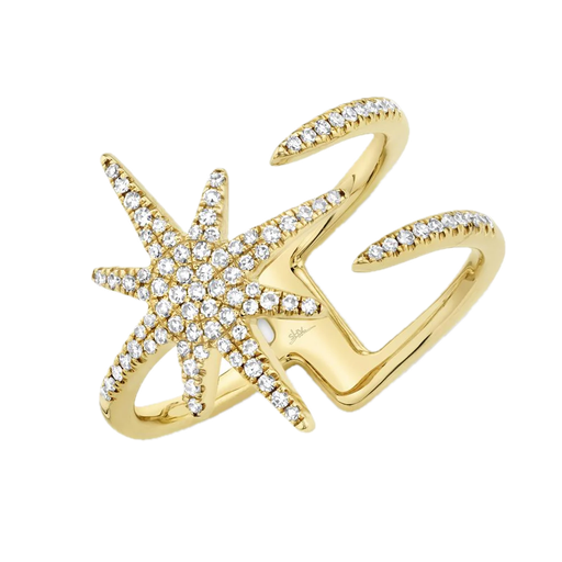 [SH.FASH.0007872] Kate Collection 14k Yellow Gold Diamond Star Ring 0.26ct