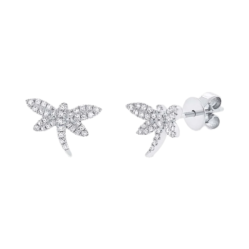 [SH.DIAM.0007834] Shy Creation 14k White Gold Diamond Dragonfly Earring