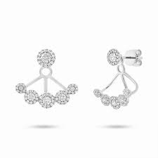 [SH.DIAM.0007868] Shy Creation 14k White Gold Diamond Earring Jkt W/Studs