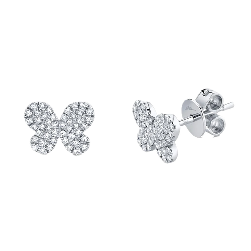 [SH.FASH.0007837] Shy Creation 14k White Gold Diamond Pave Butterfly Earring