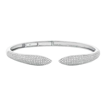 [SH.FASH.0007845] Shy Creation 14k White Gold Diamond Pave Claw Bangle