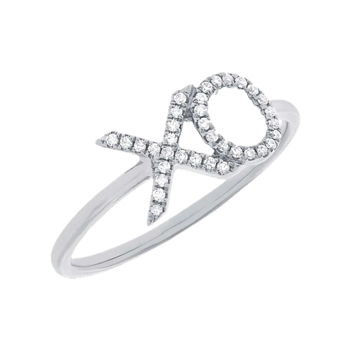 [SH.FASH.0007859] Shy Creation 14k White Gold Diamond Xo Ring