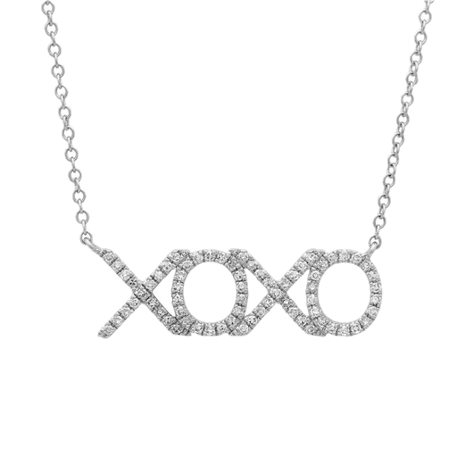 [SH.DIAM.0007830] Shy Creation 14k White Gold Diamond Xoxo Neck