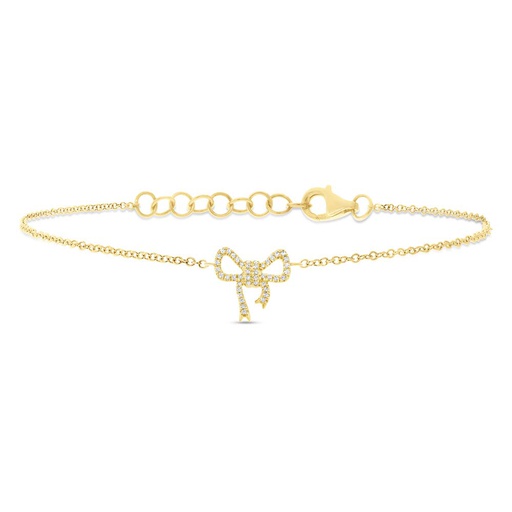 [SH.FASH.0007866] Shy Creation 14k Yellow Gold Diamond Bow Bracelet